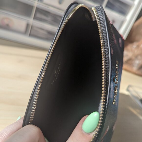 NWT Kate Spade Black and Pink Floral Pouch - Picture 5 of 5